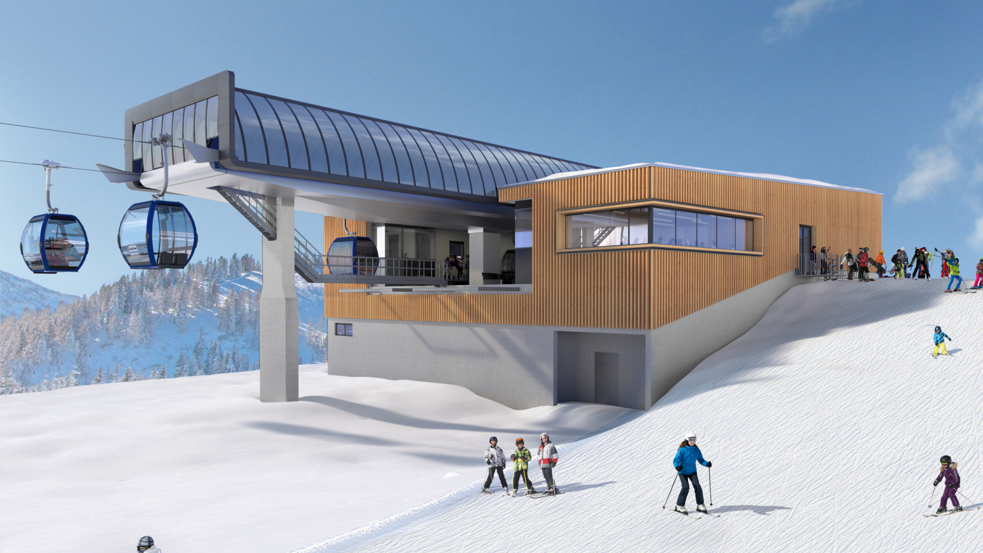 Visualisierung der neuen Bergstation Grafenberg