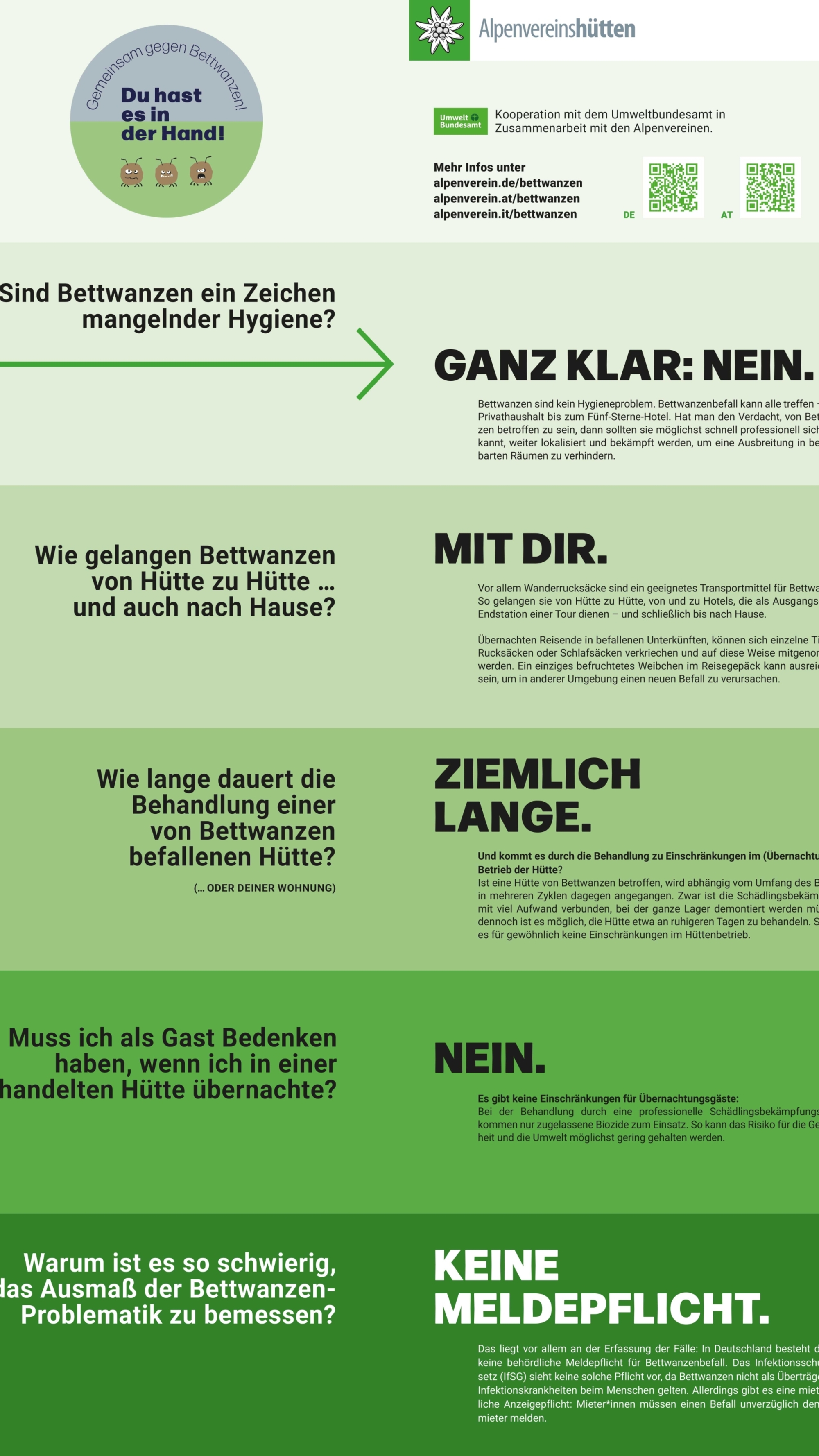 Plakat der Bettwanzenkampagne von DAV, ÖAV und AVS