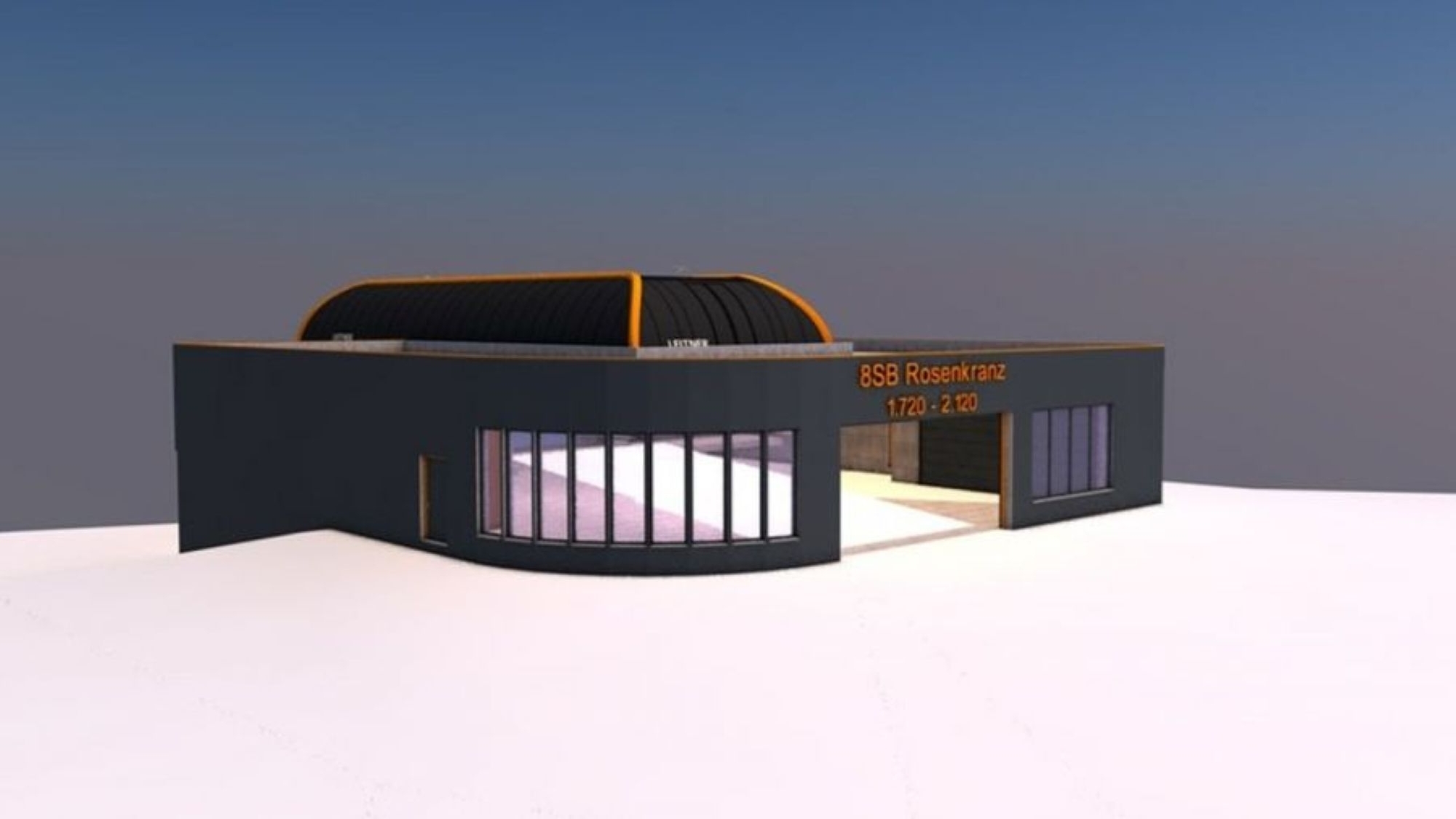3D-Rendering der Bergstation Rosenkranz