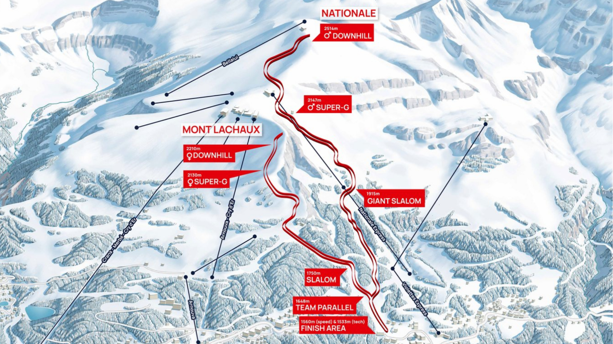 Alpine Ski-WM 2027: Die WM-Strecken Mont Lachaux und Nationale