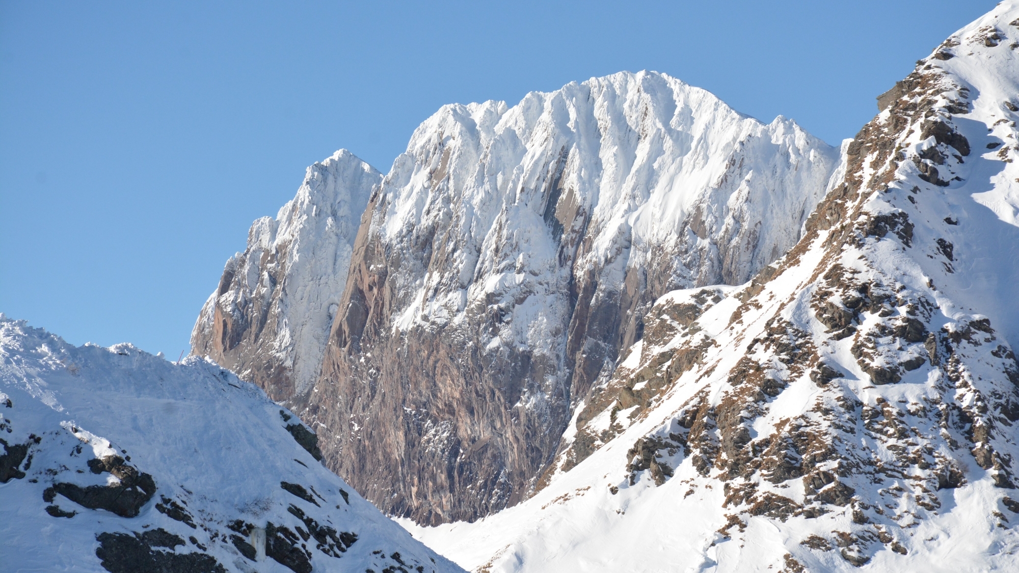 Colbricon Westgipfel (2602m), Lagorai-Kette, während der AuƯahrt zum Rifugio
Punta Ces