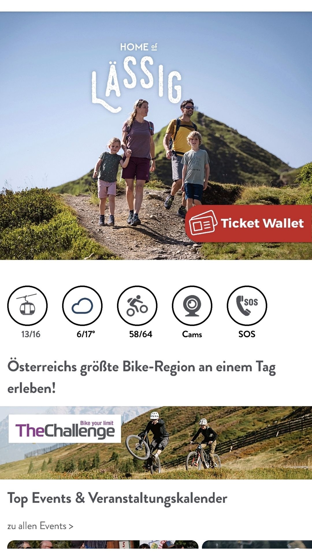 Screenshot App "Home of Lässig" Startseite