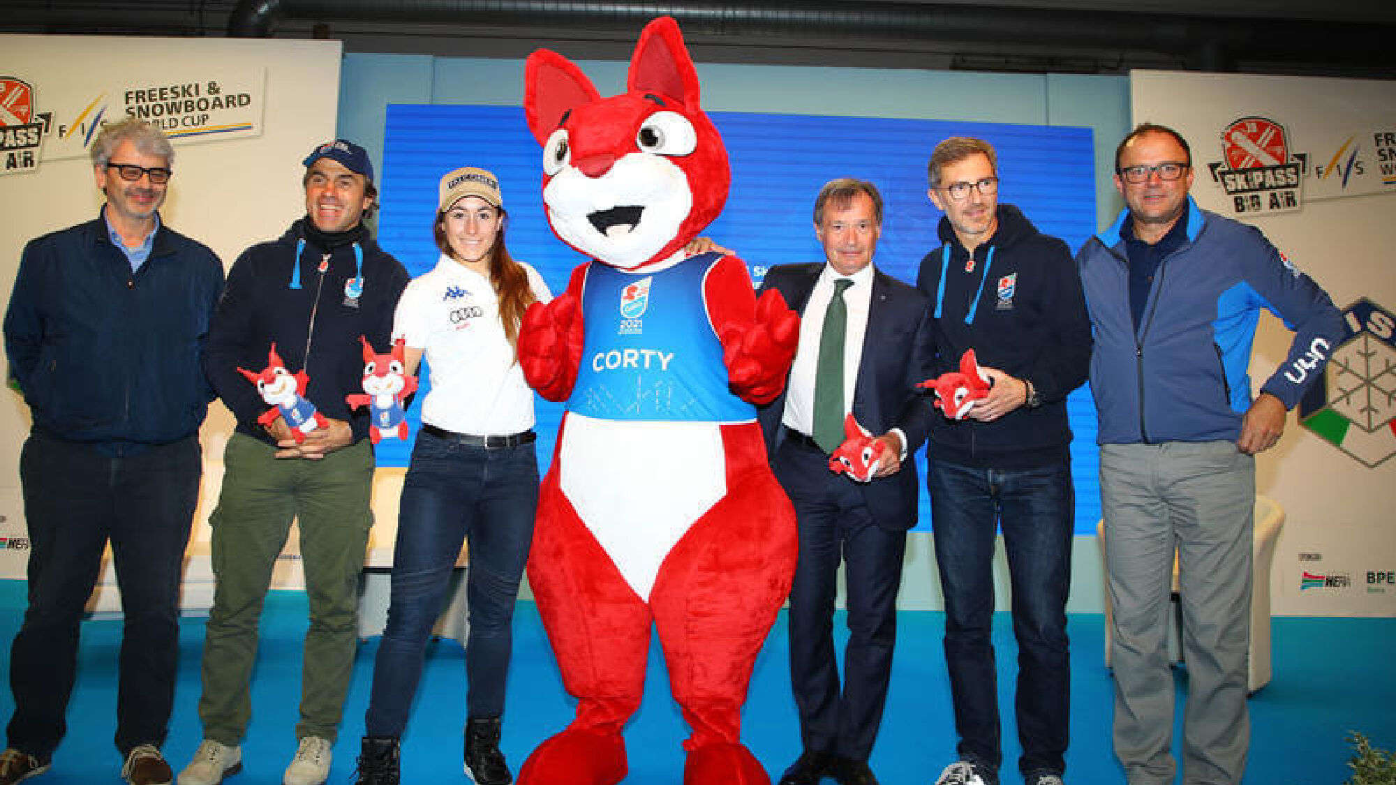 Das Maskottchen und Botschafter der Ski-WM in Cortina d'Ampezzo