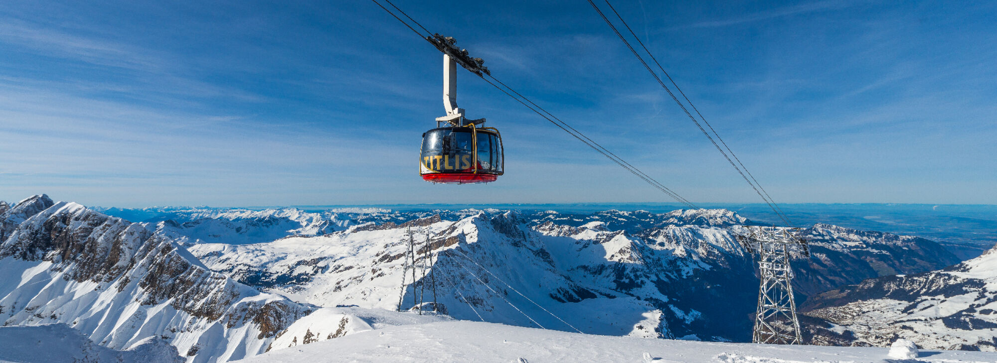 Blick auf die Gondelbahn Titlis Rotair