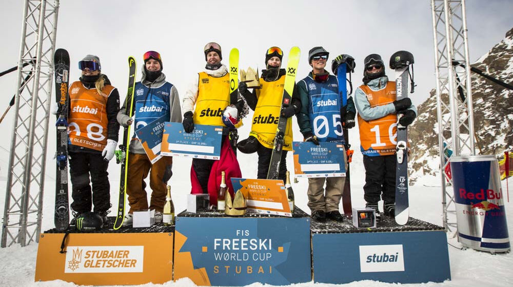 Siegerpodest beim Freestyle Worldcup Stubaier Gletscher 2017