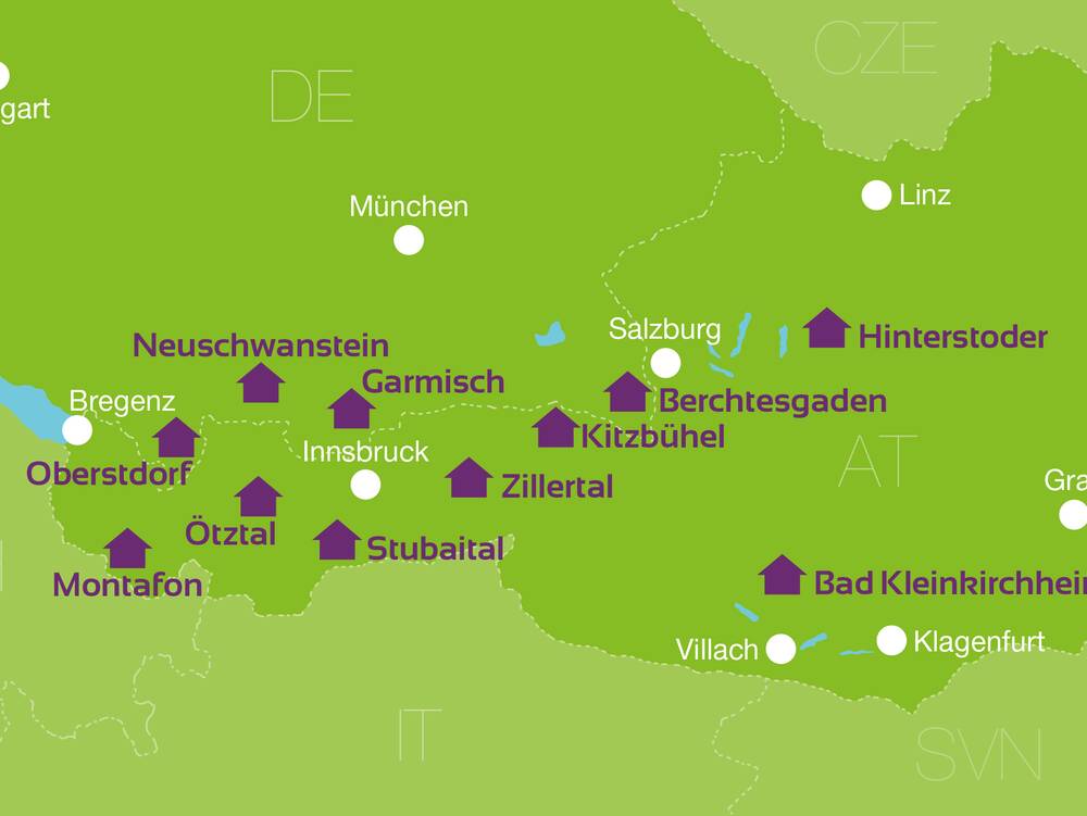 Alle 11 Standorte der Explorer Hotels in Deutschland und Österreich