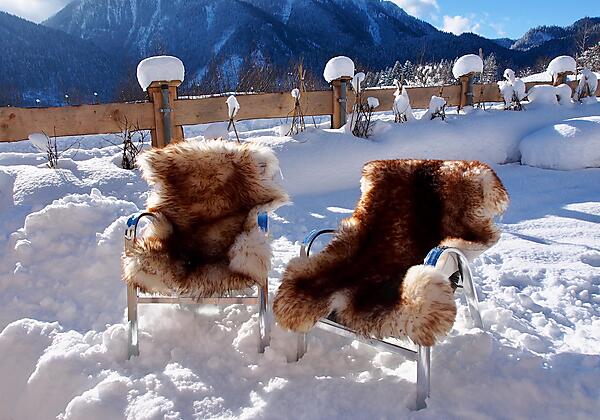 Almflair Chalet Thiersee - Terrasse im Winter