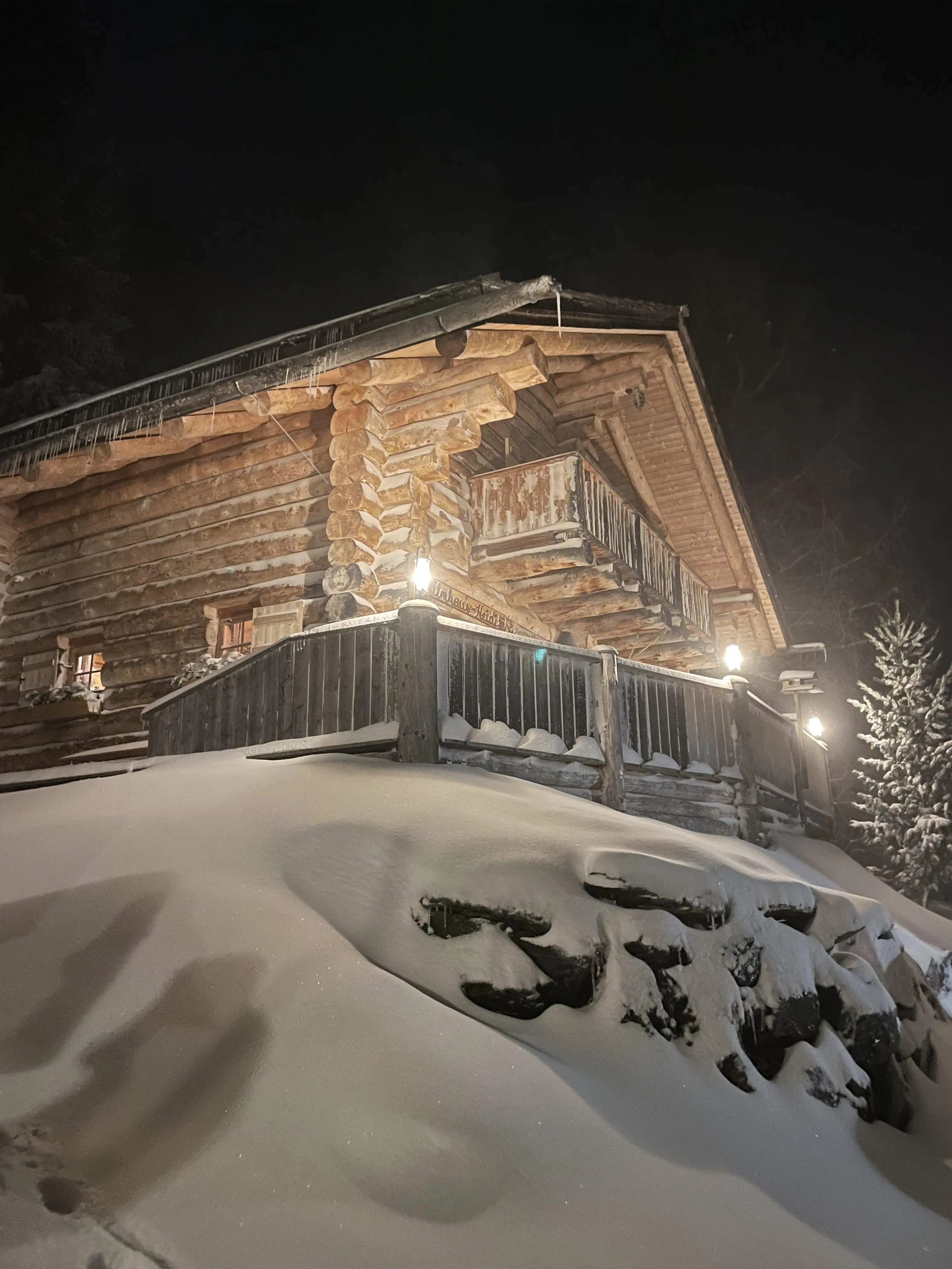 Außenbeleuchtung im Winter