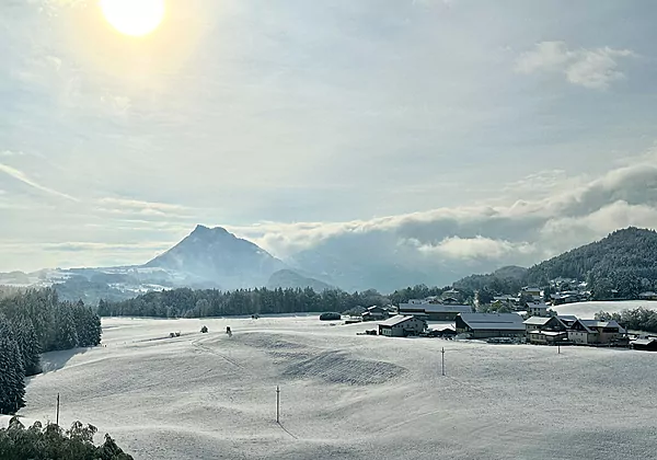 Ausblick vom Apartment Postplattler im Winter