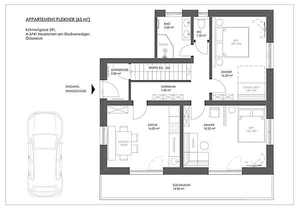 Grundriss Appartement Pleikner Tauernluft