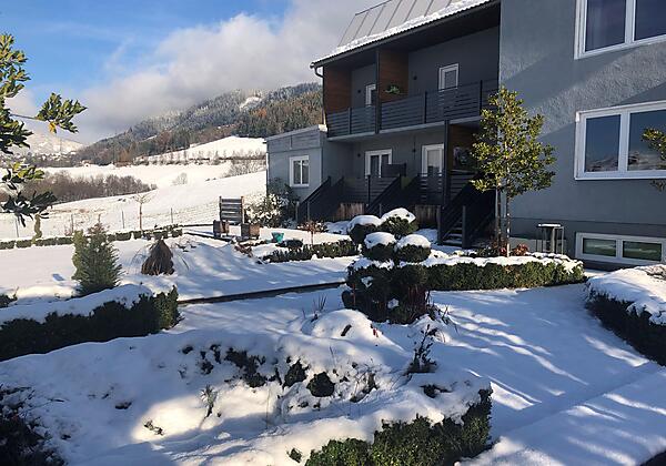 Winterfoto Garten mit Haus