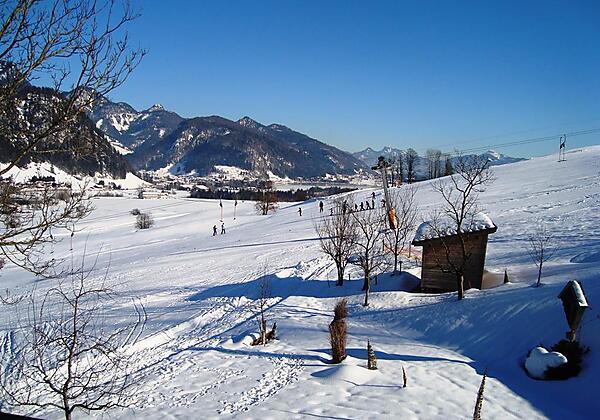 Der Blick vom Balkon im Winter