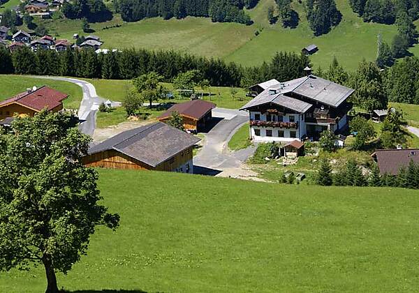 Luftaufnahme der Berghof Pension Wiesfleck in Gries