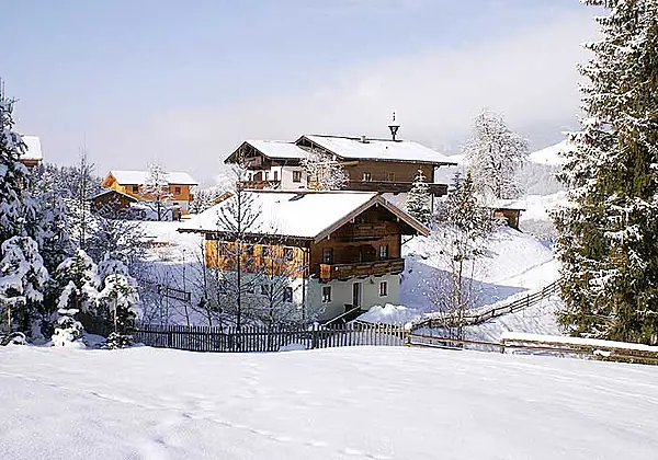 Winterliche Umgebung der Berghof Pension Wiesfleck in Gries