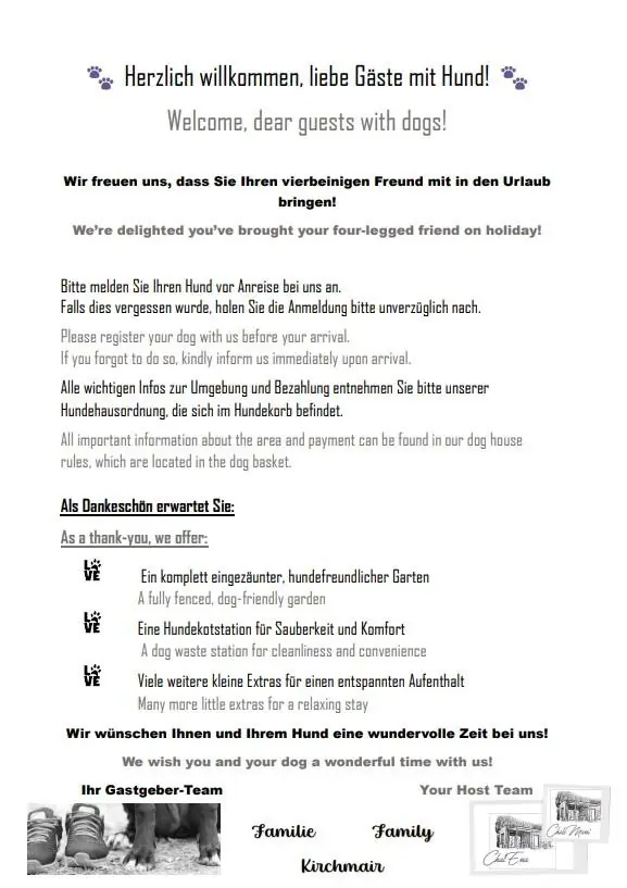 Hunderegeln Chalets
