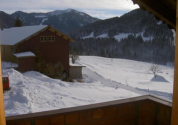 Blick vom Balkon im Winter Skigebiet/Loipe