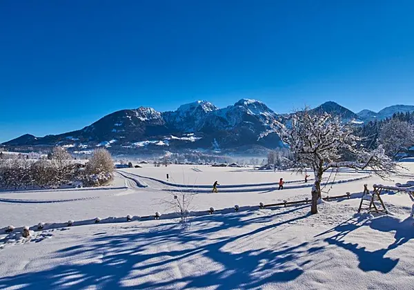 Winterpanorama, Aussicht vom Gästehaus Grünsteineck