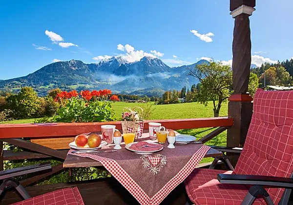Aussicht vom Balkon Ferienwohnung Watzmann