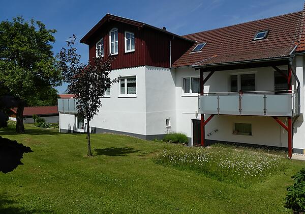 Blick auf Balkon Ferienwohnung 1