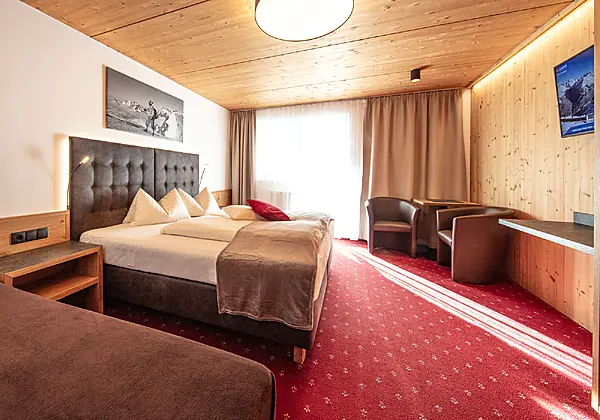 Ein Zimmer der Kategorie A im GB Gondelblick in Sölden