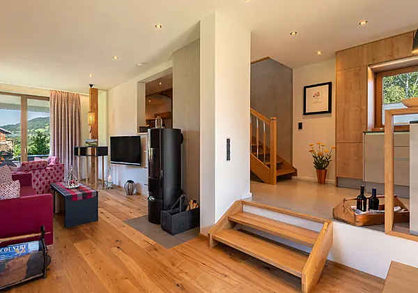 Wohnzimmer mit Kaminofen