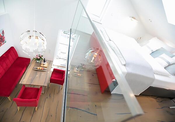 Bett mit Blick nach unten