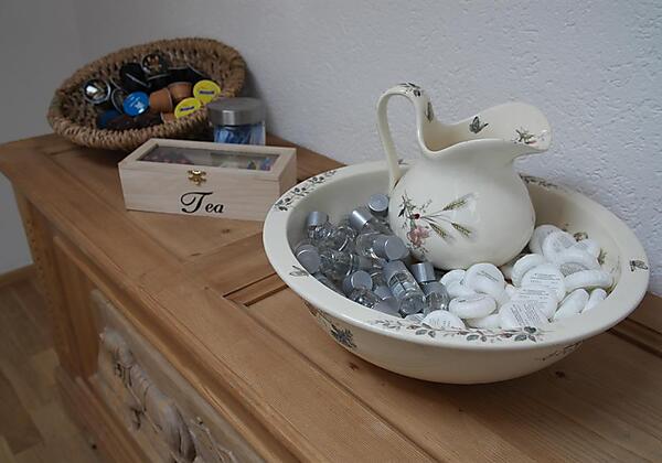 Kaffee-Tee- Seife usw .ist vorhanden