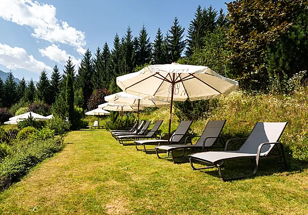 Liegewiese mit Sonnenliegen