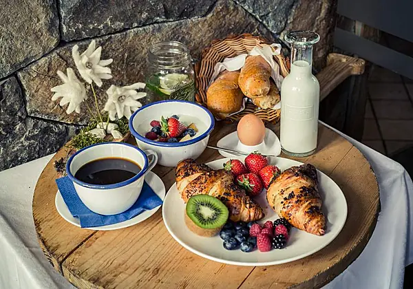 Reichhaltiges Frühstück vor einen abenteuerreichen Tag