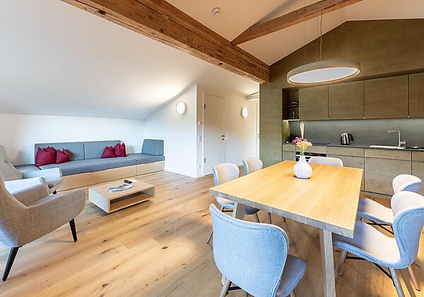 Appartement Nuss - Wohnraum und Küche