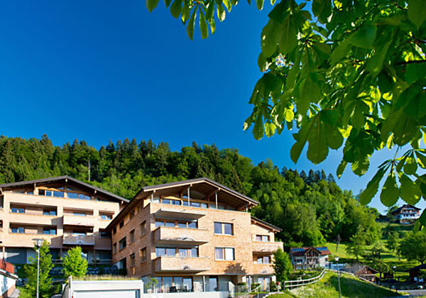 Aussenansicht vom Landal Park Brandnertal Chalet Matin im Sommer