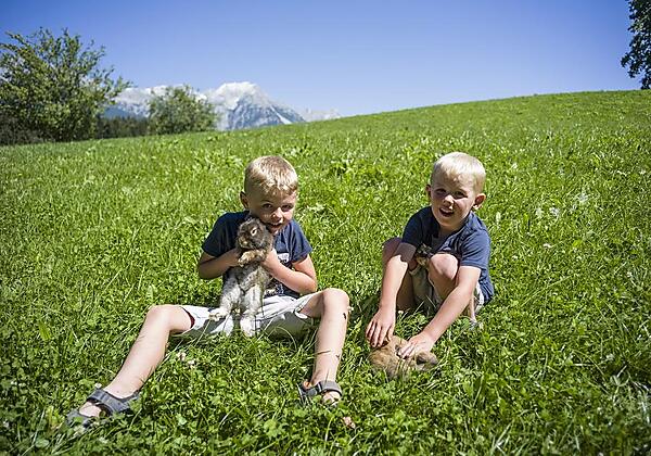 Kinder mit Hasen