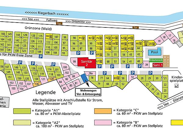 Stellplatzplan Schwimmbad Camping