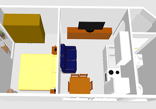 5 Ferienwohnung 1 mit 1 Schlafzimmer 3D