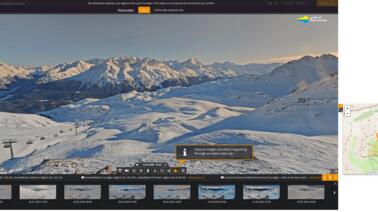 Panoramablick auf Lift, im Hintergrund Piz Palü, Piz Bernina und Piz Corvatsch