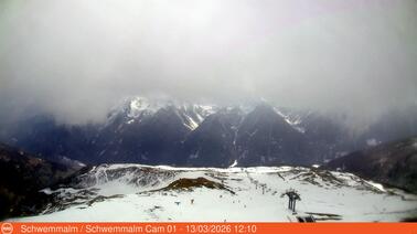 Blick von der Bergstation auf die Pisten der Schwemmalm