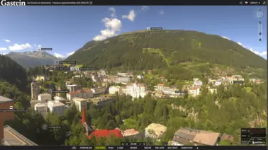Blick vom Hotel Schillerhof an der Graukogel-Talstation auf Bad Gastein und das Gasteinertal