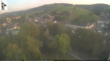 Blick vom Rathaus der Bergstadt Eibenstock zur Skiarena Eibenstock