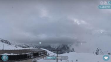 Blick auf Aiguille Verte, Mer de Glace und den Mont Blanc(2.396 m)