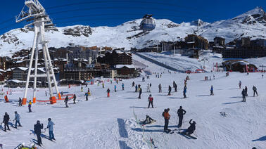 Blick auf den Ort und Pisten bei Val Thorens (2.275 m)